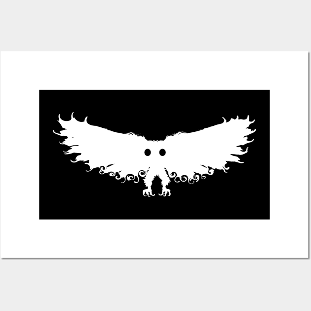 Mothman West Virginia Wing Humanoid Moth Retro Vintage All White Albino Wall Art by National Cryptid Society